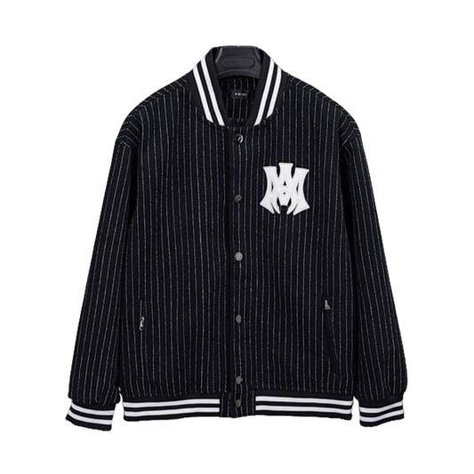 Stylish Amiri Striped Varsity Jacket With Logo