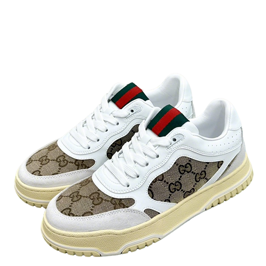 Gucci GG Pattern Sneakers With Web Detail Displayed