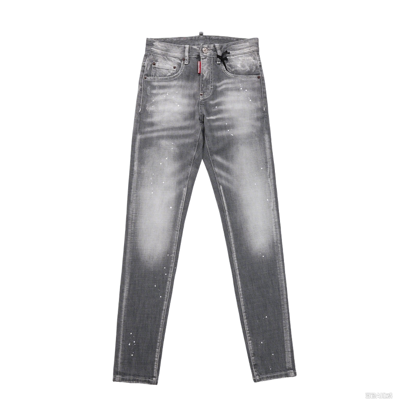 Men's Dsquared2 Distressed Grey Denim Jeans With Paint Splatter Details