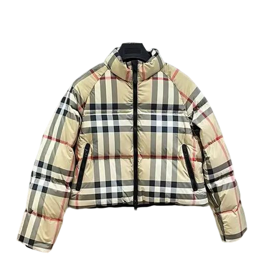 Burberry Classic Check Pattern Cropped Puffer Jacket For Winter Fashion