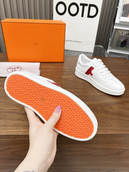Hermes Women's Sneakers Iconic H Logo Leather Casual Fashion Shoes