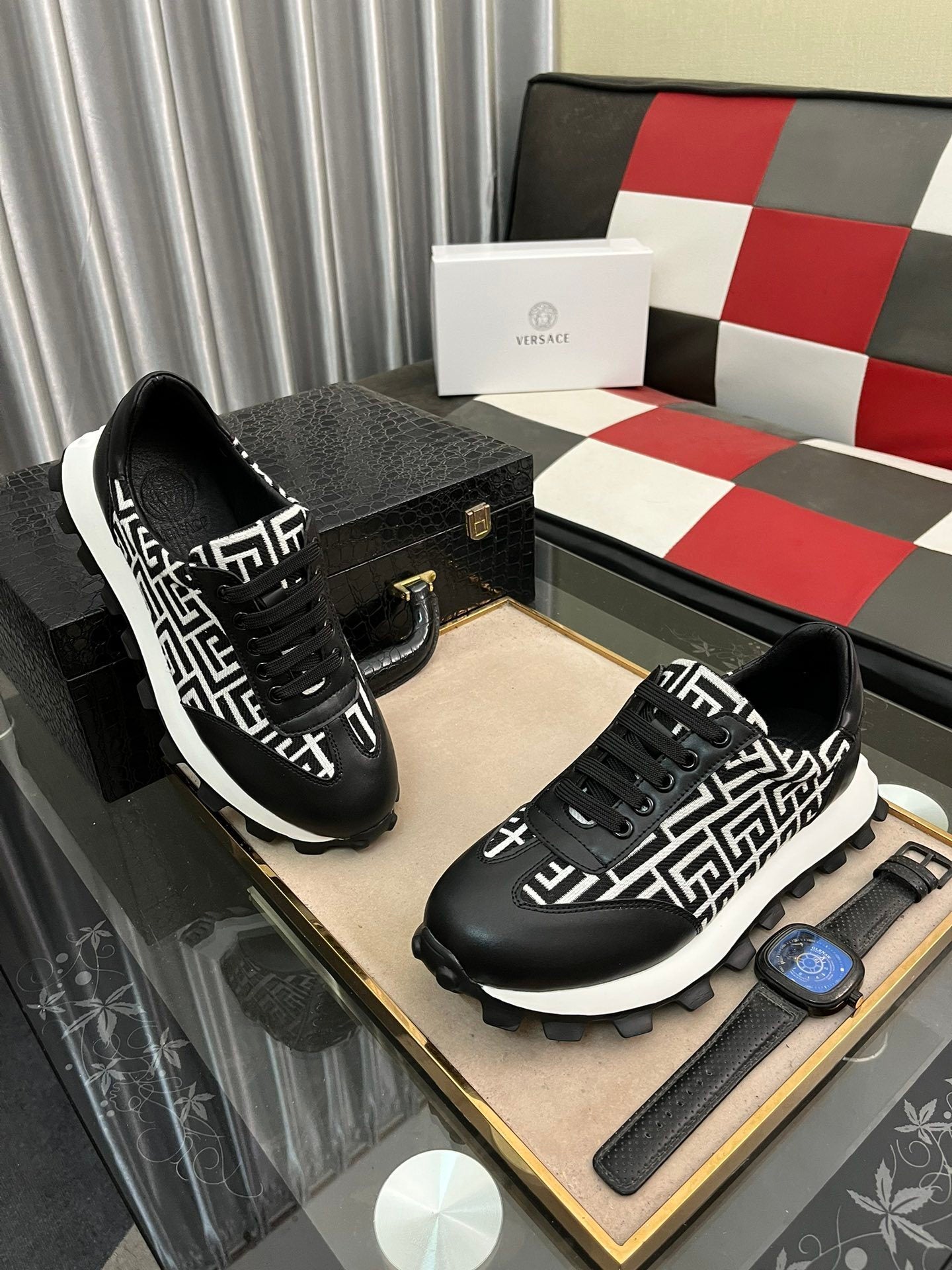 Versace Men's Sneakers - Luxury Designer Athletic Footwear with Greek Key Pattern