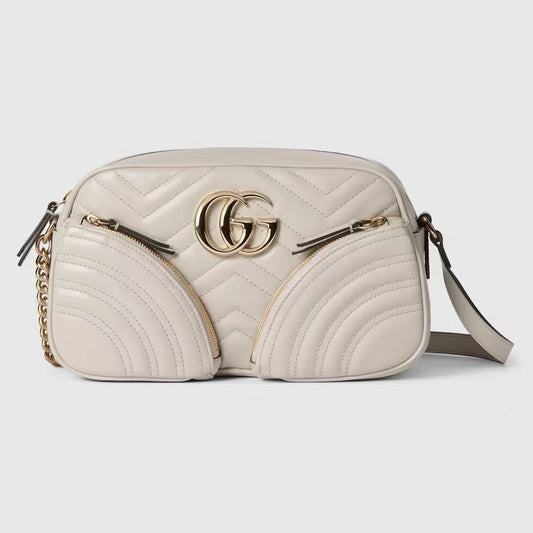 Gucci Black Matelassé Leather Shoulder Bag With Gold Tone Double G Hardware 798715