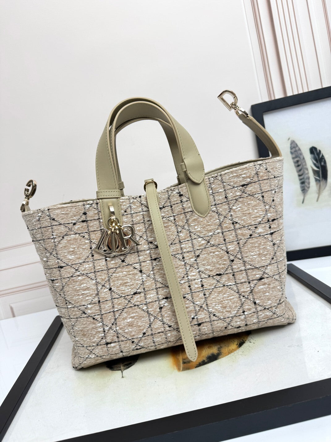 Chic Dior Toujours Tote Bag With Signature Pattern And Metallic Logo Charm For Fashion Lovers D2822