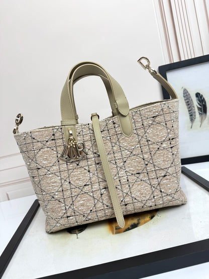 Chic Dior Toujours Tote Bag With Signature Pattern And Metallic Logo Charm For Fashion Lovers D2822