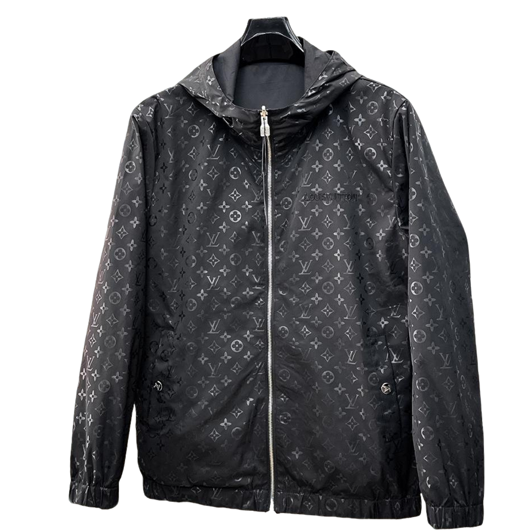 Louis Vuitton Men's Embossed Monogram Hooded Zip-Up Jacket