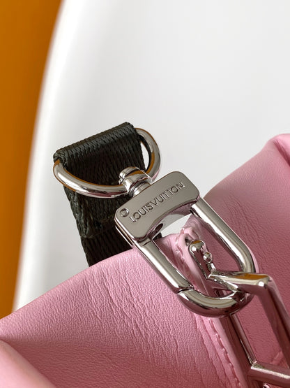 Elegant Pink Louis Vuitton Tote Bag With Contrast Color Handles And Branding