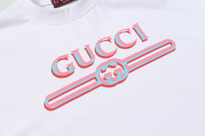 Gucci Black/White Tee With Colorful 3D Logo For Trendy Luxury Streetwear Styles