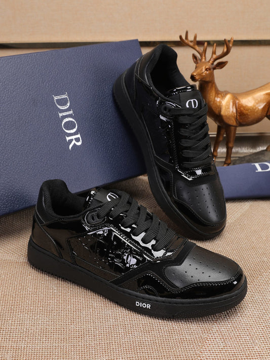 Dior Mens Sneakers Luxury Leather Casual Shoes With Oblique Pattern