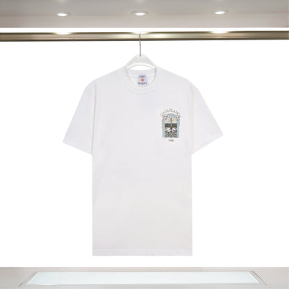 Casablanca Black/White T - Shirt With Embroidered Window Graphic And Paris Detail