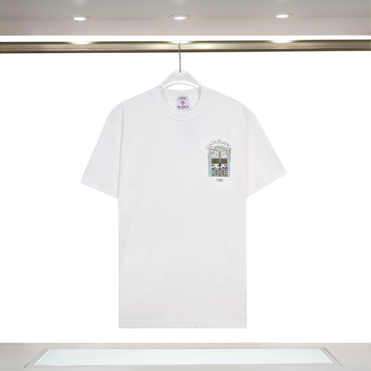 Casablanca Black/White T - Shirt With Embroidered Window Graphic And Paris Detail