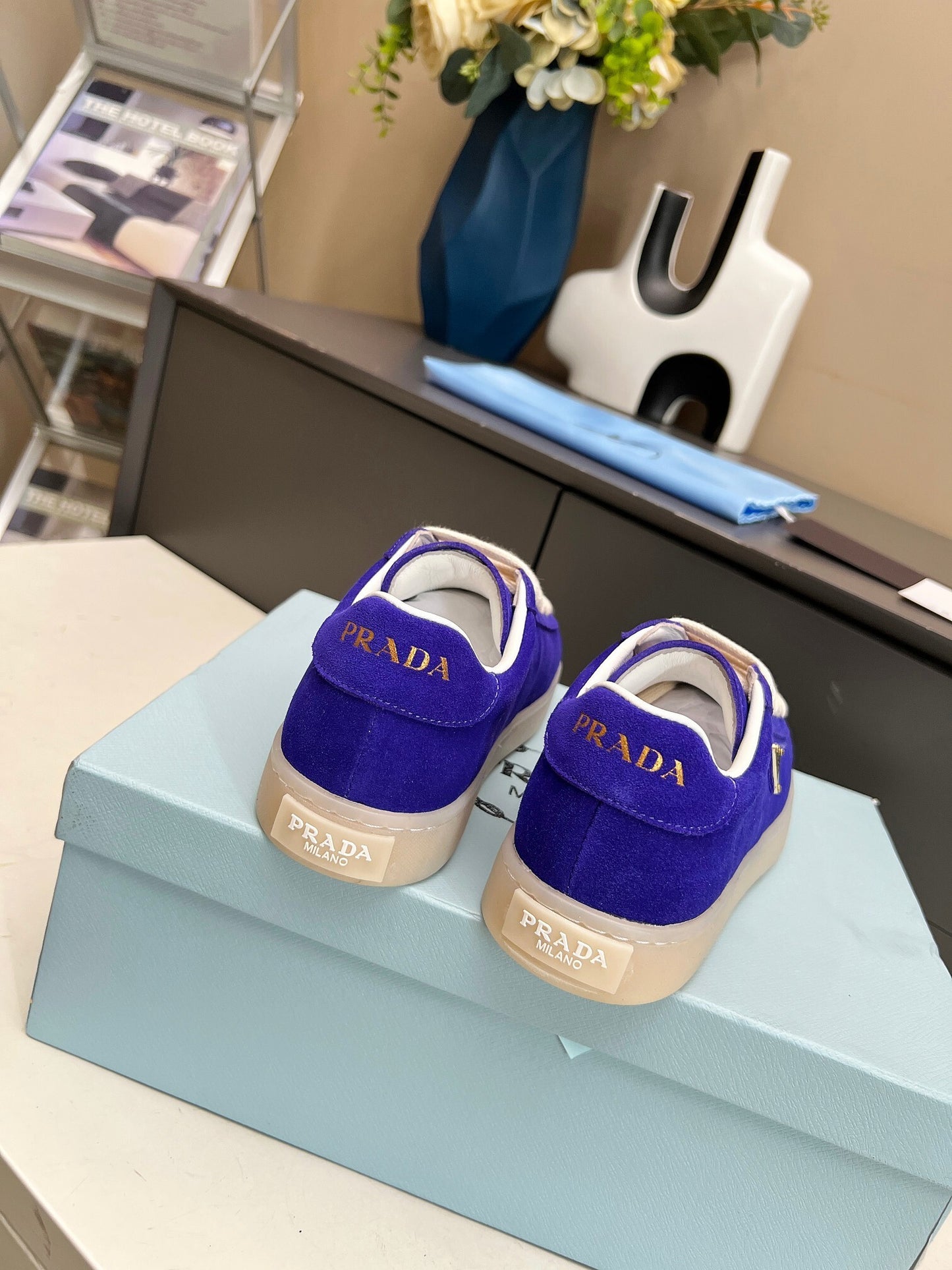 Prada Unisex Sneakers Triangle Logo Luxury Fashion Sneakers