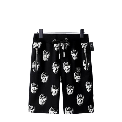 Philipp Plein Men's Black Shorts With All - Over Skull Print