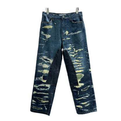 Givenchy Stylish Distressed Wide - Leg Denim Jeans for Trendy Look