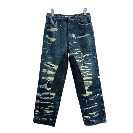 Givenchy Stylish Distressed Wide - Leg Denim Jeans for Trendy Look