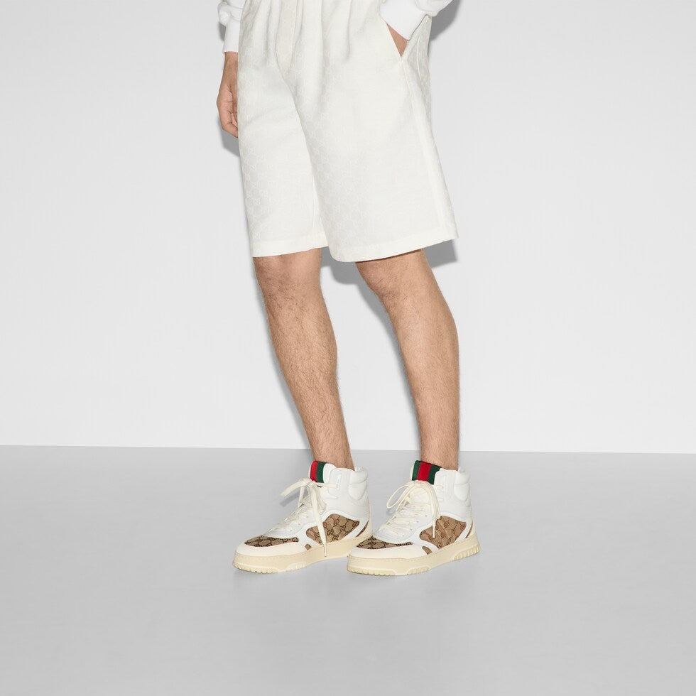 Gucci Unisex High-Top Sneakers With GG Monogram And Web Stripes