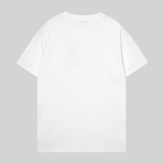 Alexander McQueen White/Black T - Shirt With Stunning Blue Flower Graphic Design