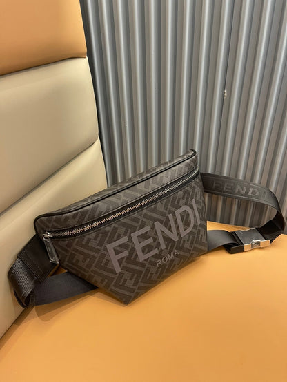 Stylish Fendi Belt Bag With Iconic FF Pattern And Bold Yellow Branding 7vA562