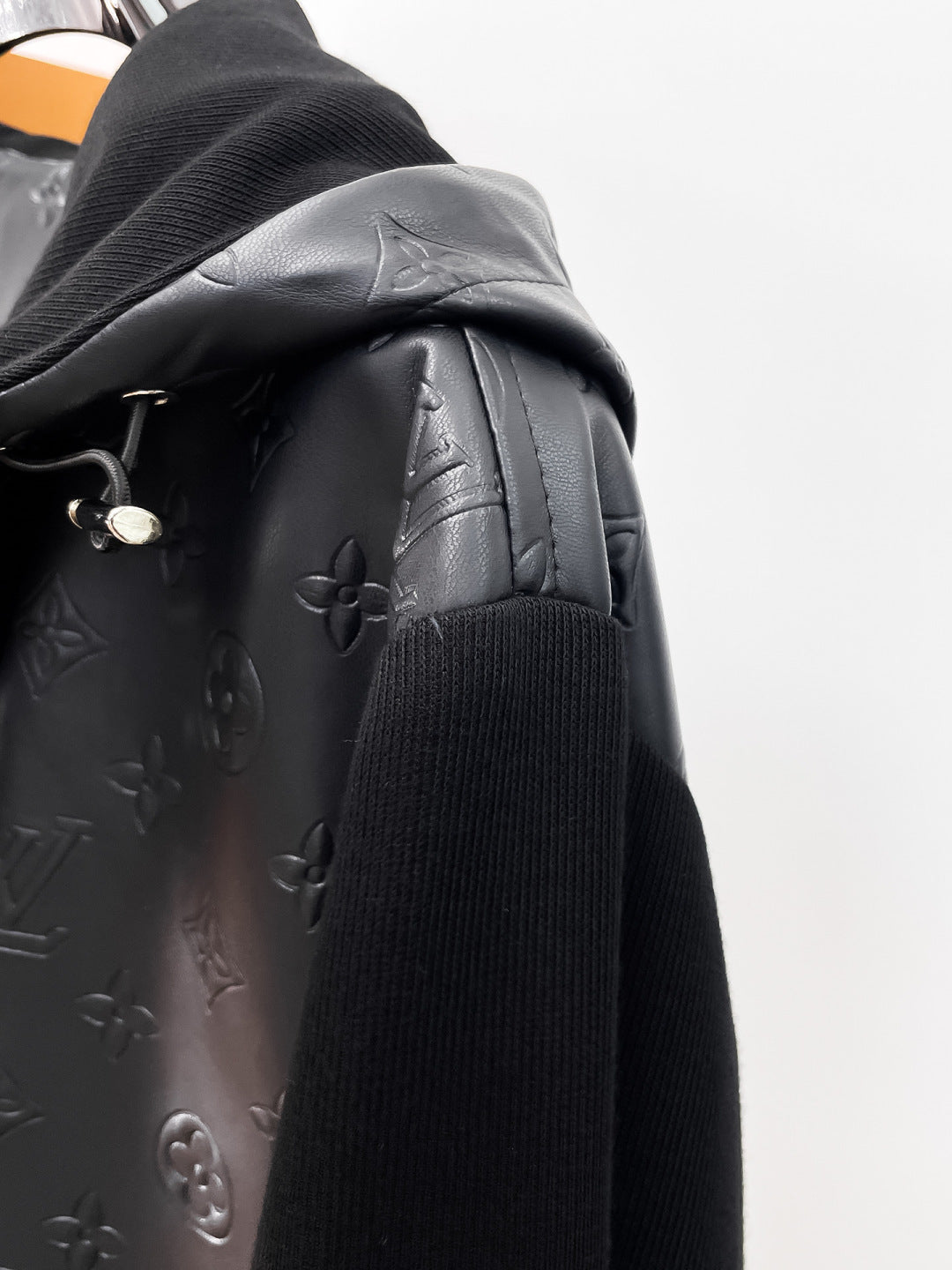 Louis Vuitton Men's Embossed Monogram Hooded Zip-Up Jacket with Contrast Sleeves