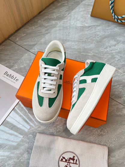 Hermes Women's Sneakers Iconic H Logo Leather Casual Fashion Shoes
