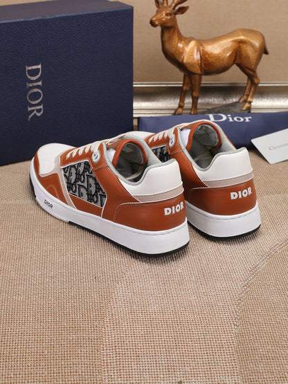 Dior Mens Sneakers Luxury Leather Casual Shoes With Oblique Pattern