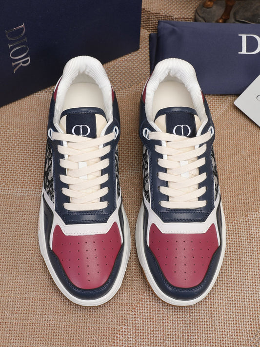 Dior Mens Sneakers Luxury Leather Casual Shoes With Oblique Pattern