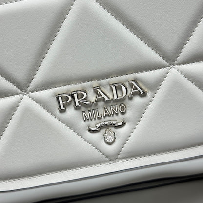 Prada White Quilted Leather Crossbody Bag With Brand Logo