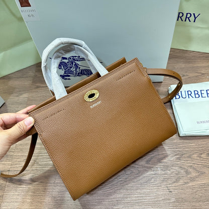 Timeless Cream Burberry Handbag with Gold - Tone Embellishment and Detachable Strap Style No.3491