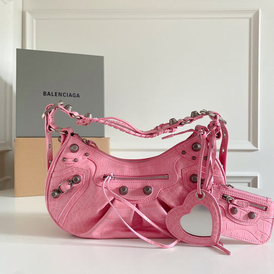 Balenciaga Le Cagole Hobo Bag With Gold Hardware And Heart - Shaped Pouch For Edgy Style Style No.3316