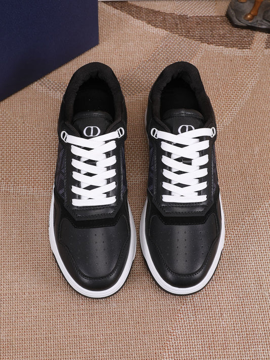 Dior Mens Sneakers Luxury Leather Casual Shoes With Oblique Pattern