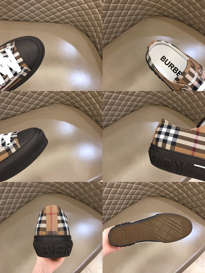 Burberry Unisex Plaid Canvas Sneakers Fashionable Versatile Footwear For Men And Women With Iconic Check Pattern