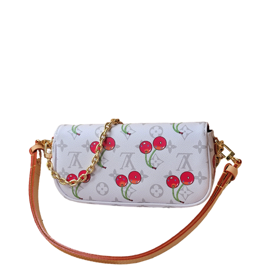 Stylish Louis Vuitton Cherry - Printed Bag With Gold Chain For Fashion Enthusiasts