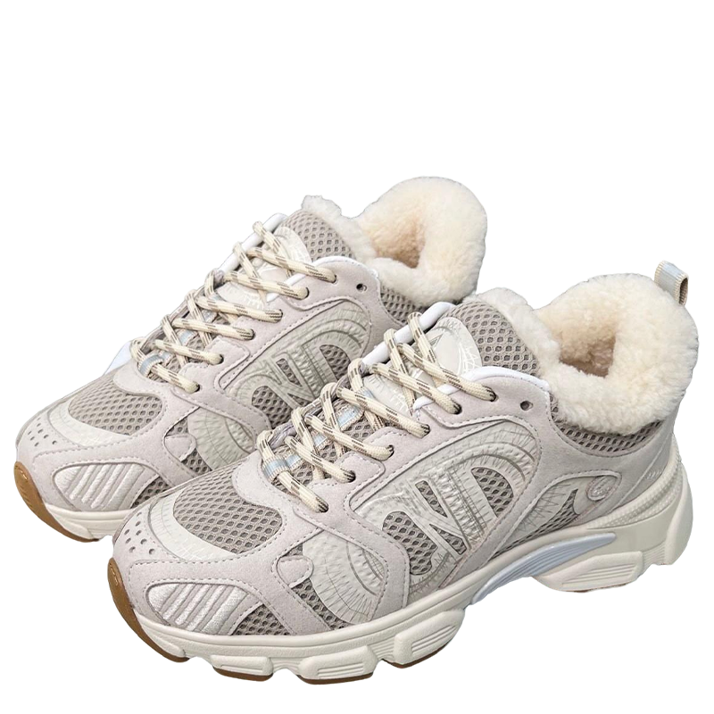Women's Dior Beige Sneakers With Warm Fleece Lining