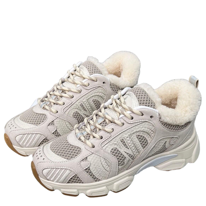 Women's Dior Beige Sneakers With Warm Fleece Lining