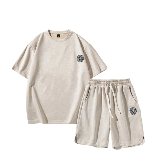 Chrome Hearts Beige T - shirt And Shorts Set With Logo Detail
