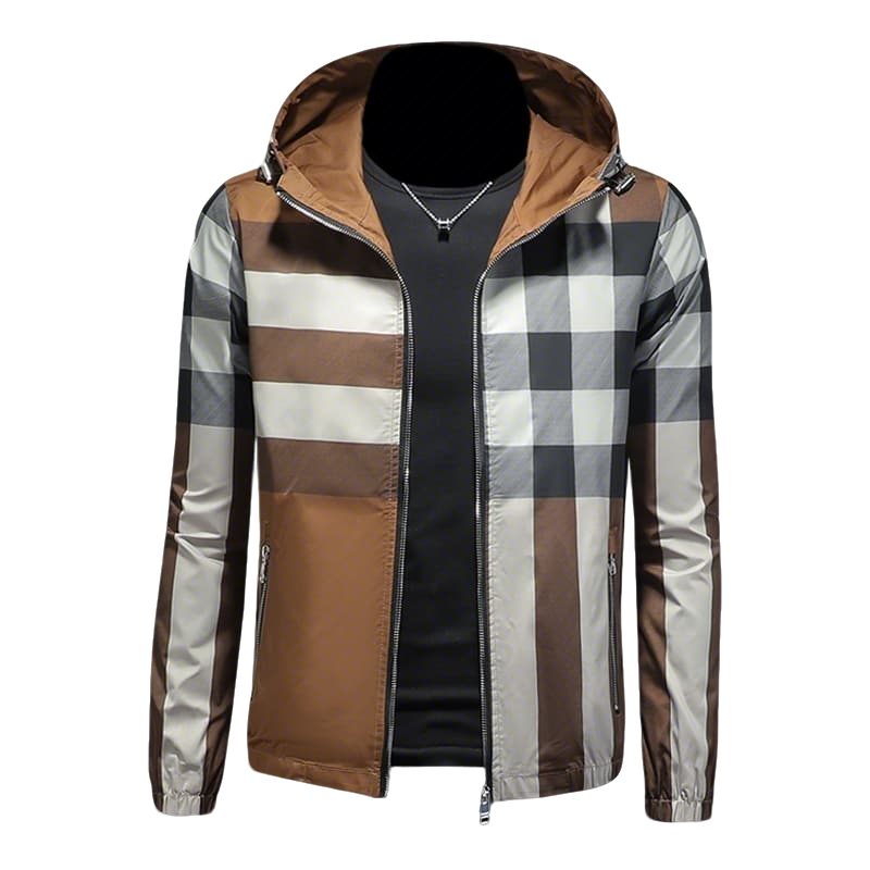 Burberry - Style Checkered Hooded Jacket for Men's Fashion