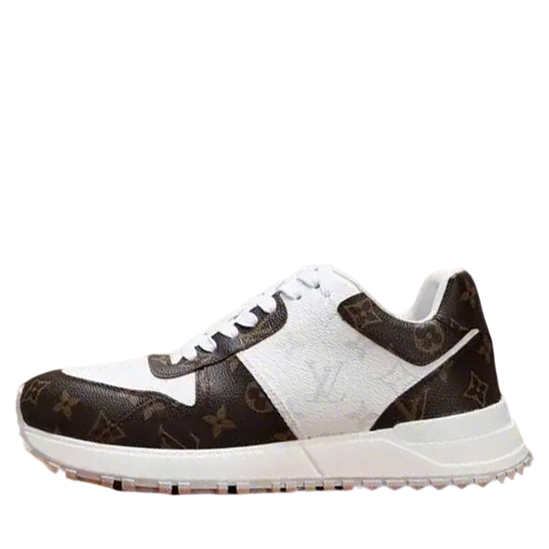 Louis Vuitton Men's Brown And White Monogram Sneakers With Classic Design