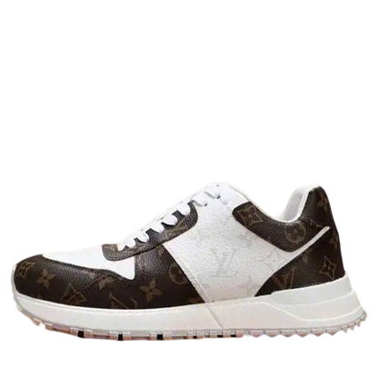 Louis Vuitton Men's Brown And White Monogram Sneakers With Classic Design