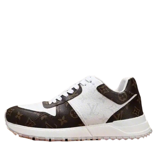 Louis Vuitton Men's Brown And White Monogram Sneakers With Classic Design