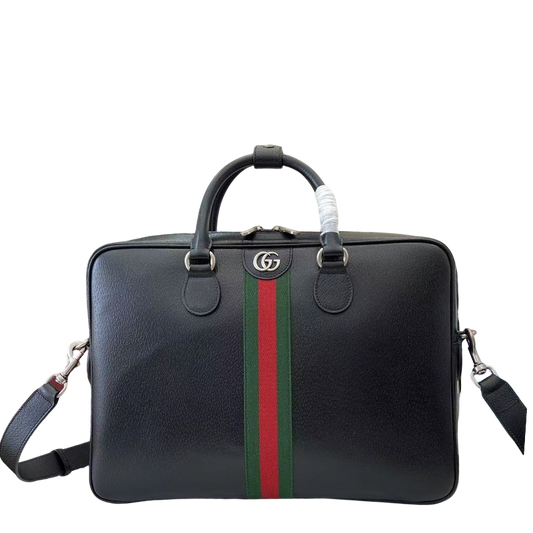 Sophisticated Gucci Briefcase With Signature Web Stripe And GG Logo For Professional Elegance 834461