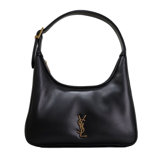 YSL CALYPSO Black Leather Hobo Bag With Iconic Gold Logo 791484