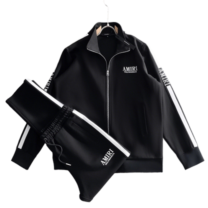 Men's AMIRI Tracksuits Set with White Stripes and Logo