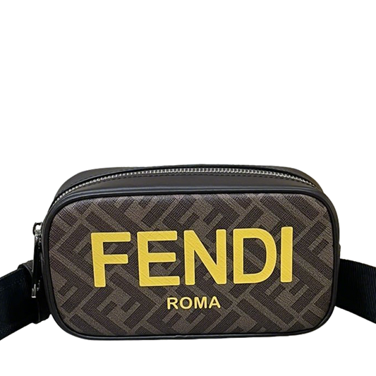 Trendy Fendi Belt Bag With Classic FF Pattern And Prominent Yellow Branding 7m285