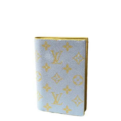 Stylish Louis Vuitton Light Blue Wallet With Gold Monogram And Yellow Trim M14770