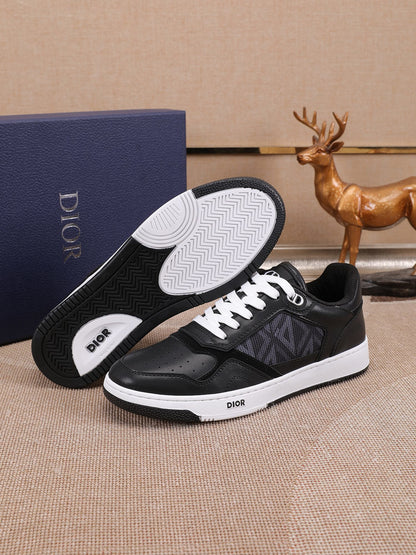 Dior Mens Sneakers Luxury Leather Casual Shoes With Oblique Pattern