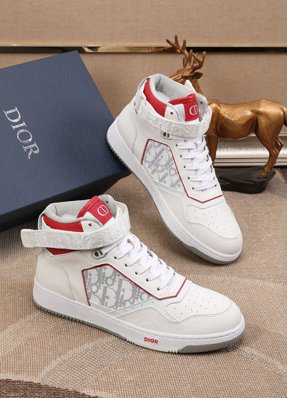Dior Men's High Top Sneakers with Oblique Pattern and Adjustable Strap