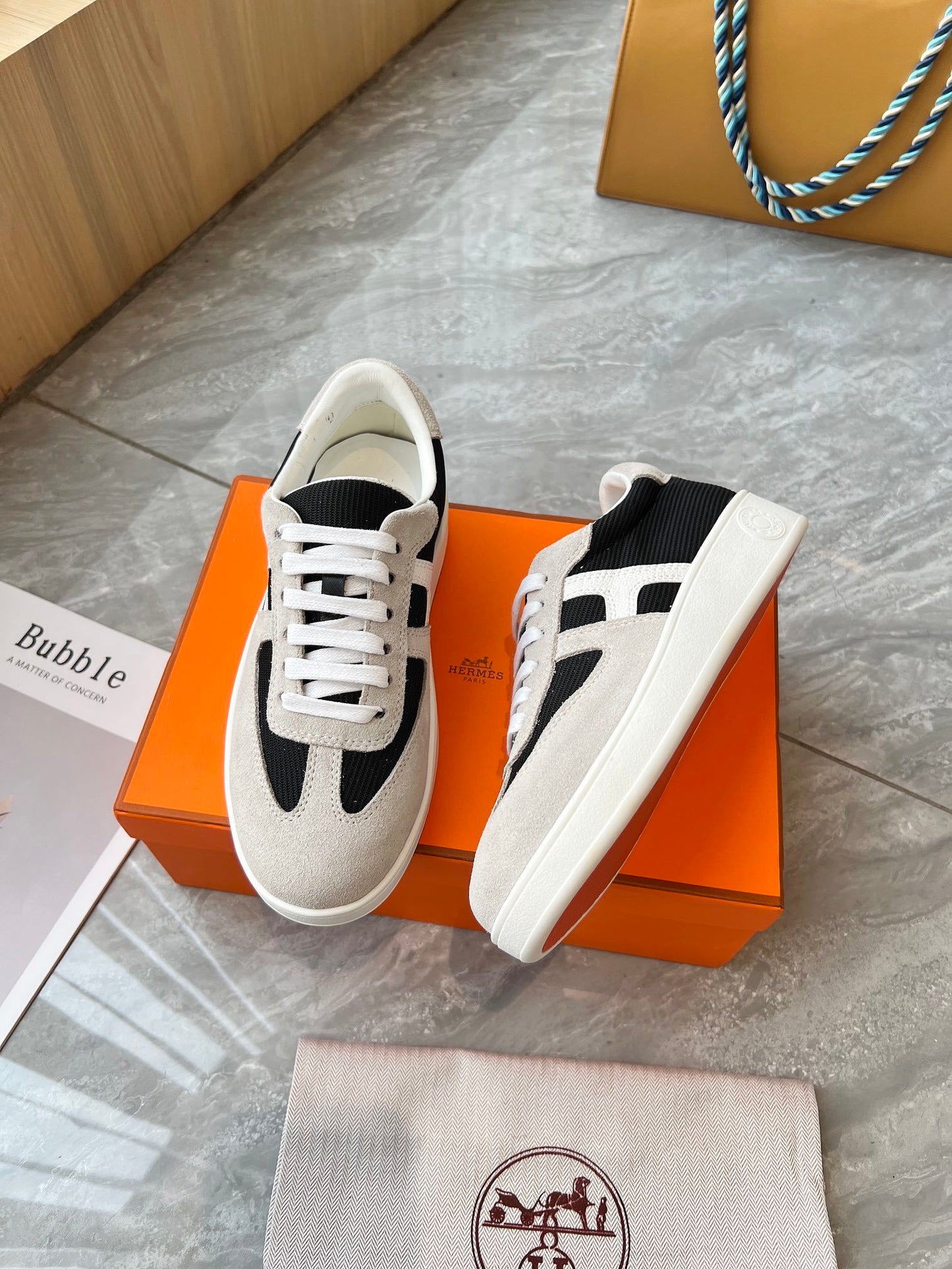 Hermes Women's Sneakers Iconic H Logo Leather Casual Fashion Shoes