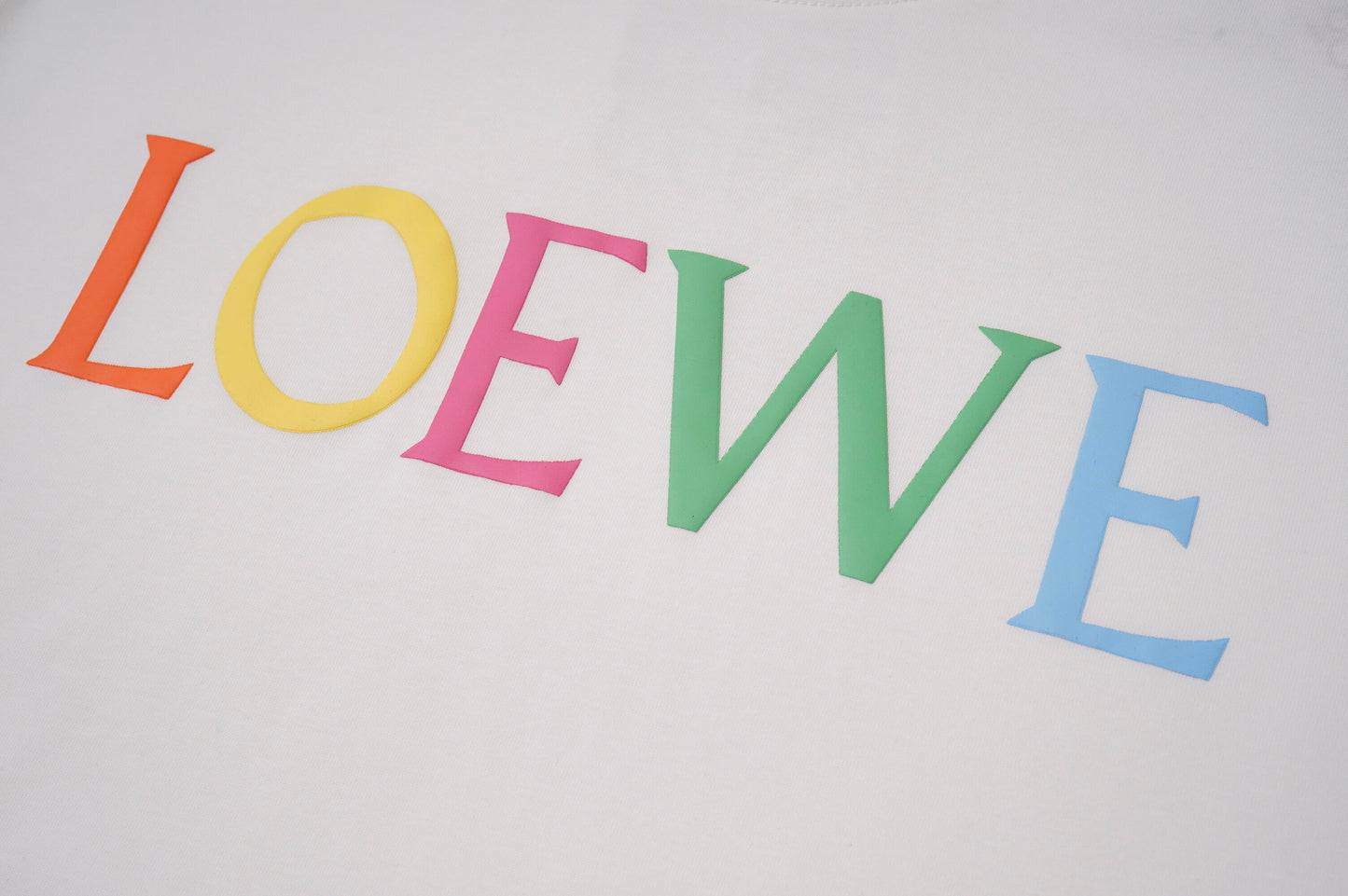 LOEWE Black/White Tee With Colorful 3D Lettering For Trendy High - Fashion Outfits