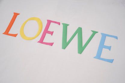 LOEWE Black/White Tee With Colorful 3D Lettering For Trendy High - Fashion Outfits