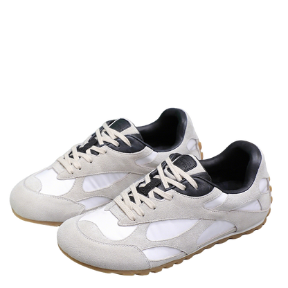 Bottega Veneta White And Black Suede Low - Top Sneakers